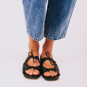 NWT Seychelles Black Sheer Mesh Bow Slides